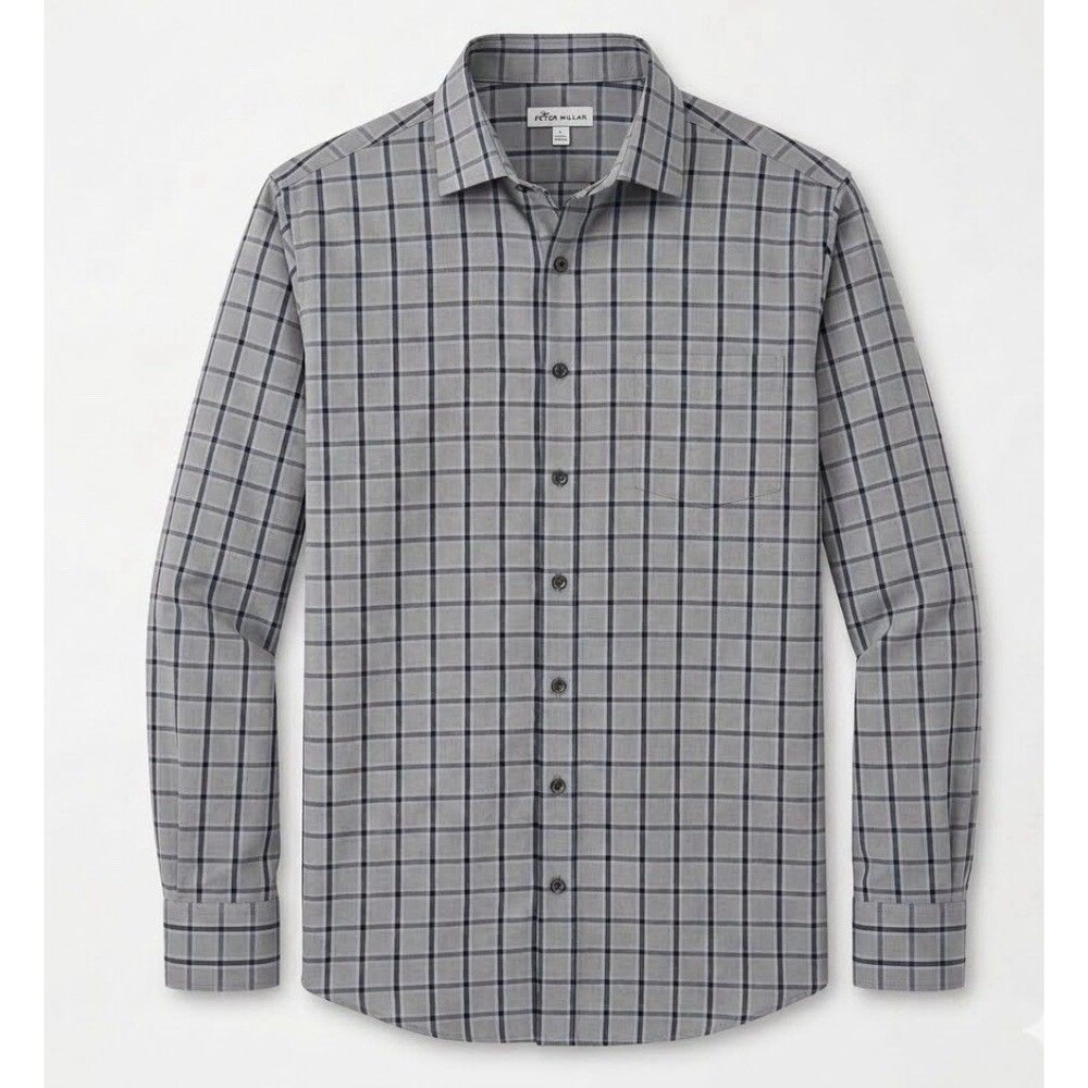 Peter Millar Crown Gale Men's Large Shirt Check Non-Iron Long Sleeve Multicolor
